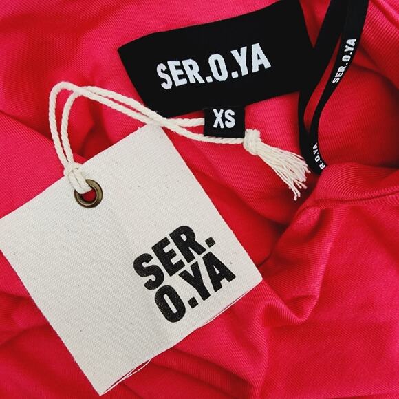 Ser.O.Ya Retrofête Ivana Coral Cutout One Sleeve Midi Dress XS NWT - Picture 8 of 12